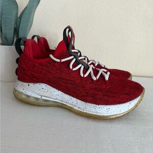 Nike LeBron 15 Low Red Mesh Athletic Sneakers